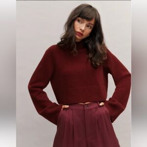 Reformation Burgundy Cashmere Cropped Sweater